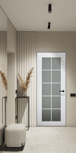 SMART PRO 10 LITE VETRO POLAR WHITE DOUBLE INVISIBLE METAL FRAME BELLDINNI MODERN INTERIOR DOOR - 2