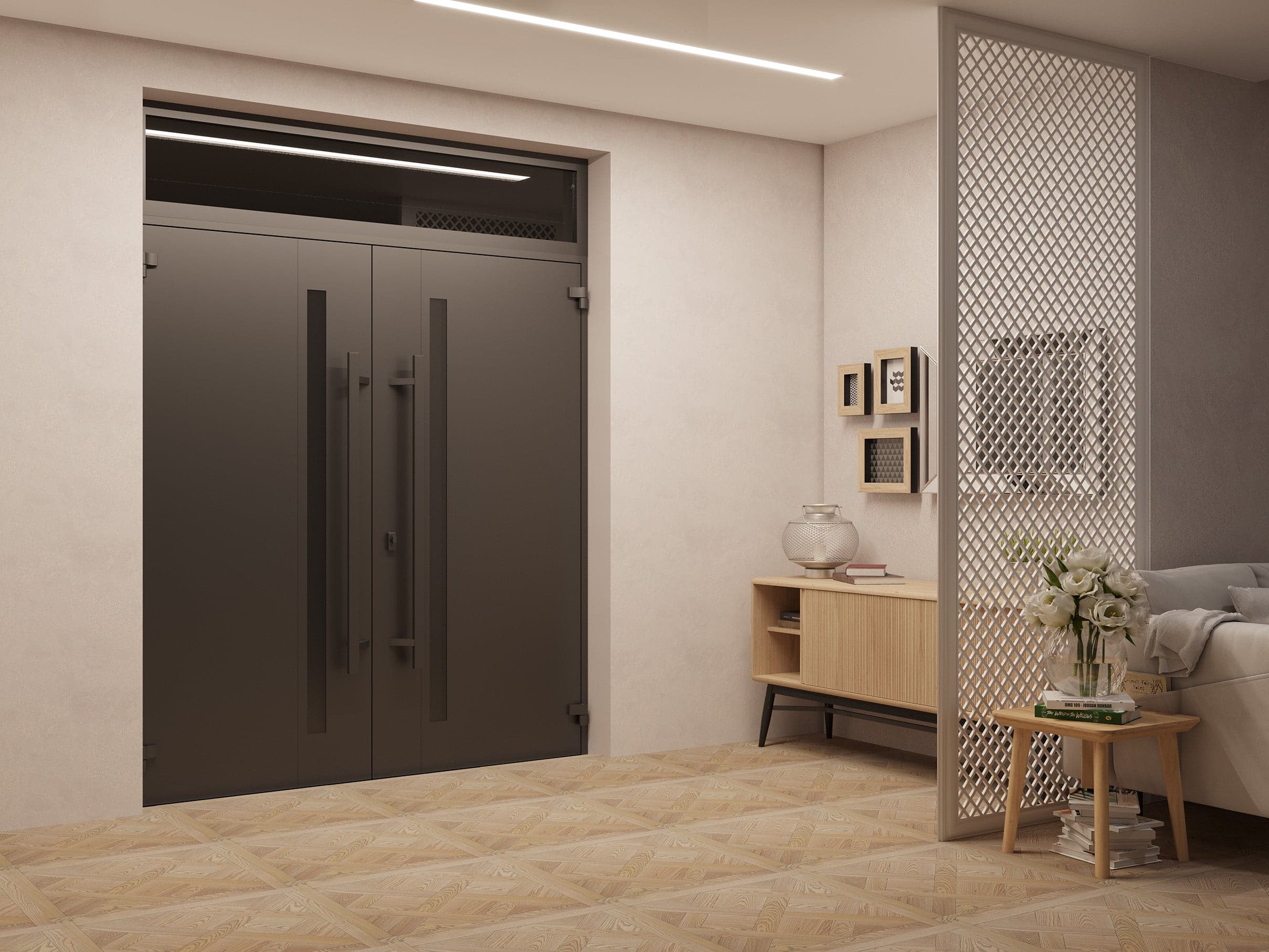 Double metal-aluminum modern exterior door Ronex 1033 5ft - 9