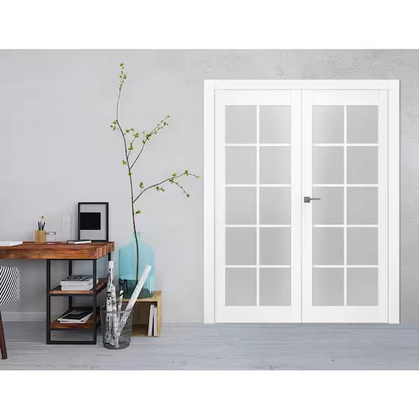 PALLADIO 10 LITE VETRO BIANCO NOBLE DOUBLE POCKET BELLDINNI MODERN INTERIOR DOOR - 2
