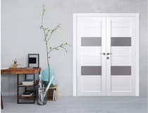 BERTA VETRO SNOW WHITE DOUBLE POCKET BELLDINNI MODERN INTERIOR DOOR - 2