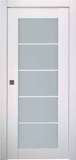 SMART PRO 5 LITE VETRO POLAR WHITE POCKET BELLDINNI MODERN INTERIOR DOOR - 1