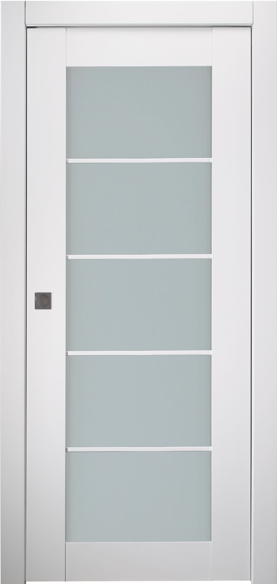 SMART PRO 5 LITE VETRO POLAR WHITE POCKET BELLDINNI MODERN INTERIOR DOOR - 1