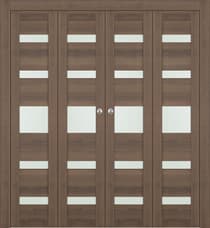 AVON 07-05 VETRO PECAN NUTWOOD DOUBLE BI-FOLD DOORS BELLDINNI MODERN INTERIOR DOOR - 1