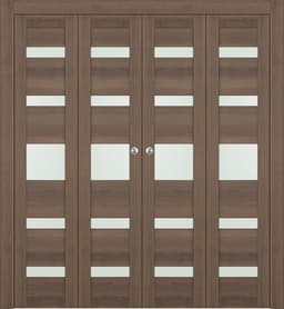 AVON 07-05 VETRO PECAN NUTWOOD DOUBLE BI-FOLD DOORS BELLDINNI MODERN INTERIOR DOOR - 1