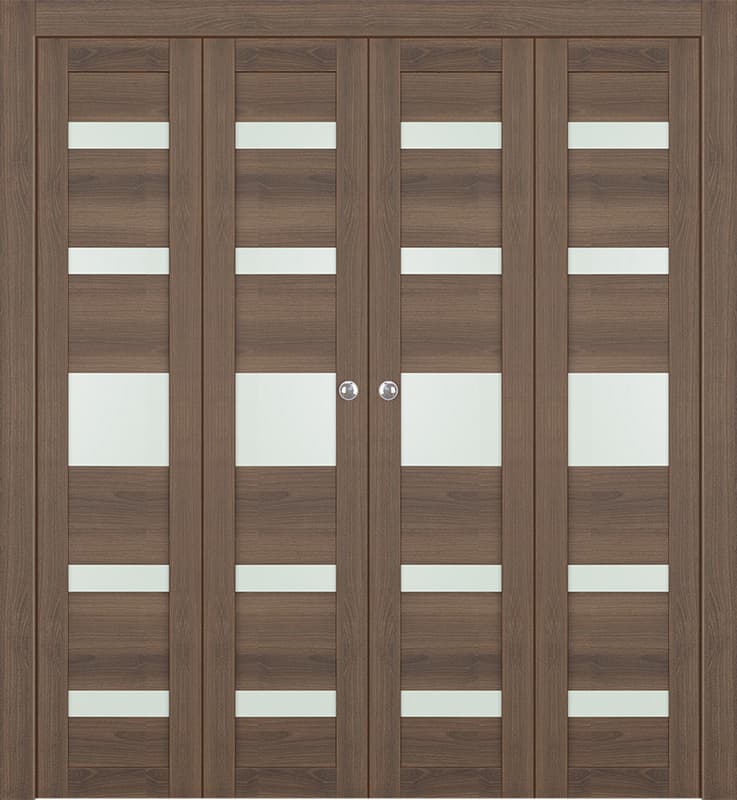 AVON 07-05 VETRO PECAN NUTWOOD DOUBLE BI-FOLD DOORS BELLDINNI MODERN INTERIOR DOOR - 1