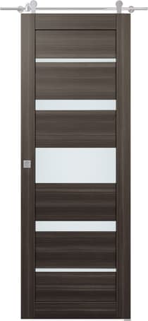 KINA VETRO GRAY OAK DOUBLE BARN DOORS BELLDINNI MODERN INTERIOR DOOR - 1