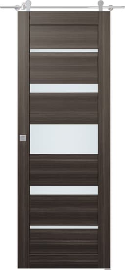 KINA VETRO GRAY OAK DOUBLE BARN DOORS BELLDINNI MODERN INTERIOR DOOR - 1