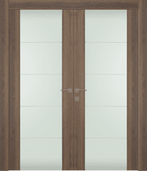 AVON 202 4H VETRO PECAN NUTWOOD DOUBLE DOORS BELLDINNI MODERN INTERIOR DOOR - 1