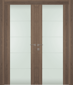 AVON 202 4H VETRO PECAN NUTWOOD DOUBLE DOORS BELLDINNI MODERN INTERIOR DOOR - 1