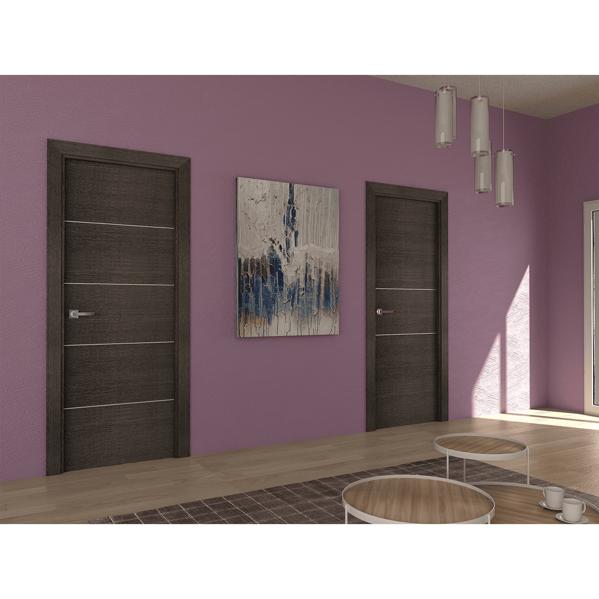 AVANTI 2H BLACK APRICOT SWING BELLDINNI MODERN INTERIOR DOOR - 3