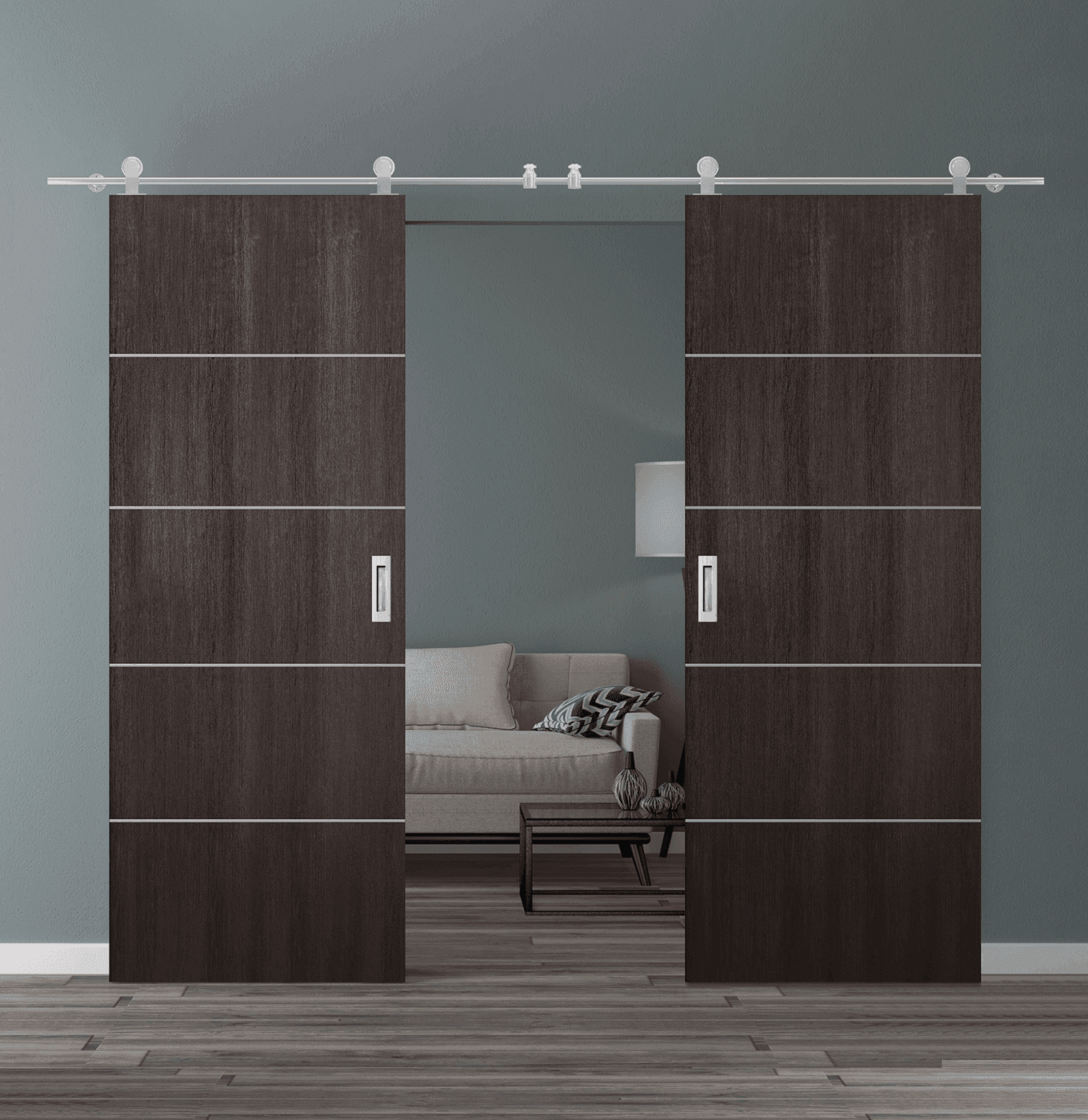 OPTIMA 4H VERALINGA OAK DOUBLE BARN BELLDINNI MODERN INTERIOR DOOR - 1