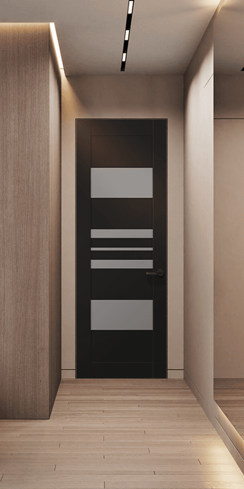ROMI VETRO BLACK MATTE DOUBLE INVISIBLE METAL FRAME BELLDINNI MODERN INTERIOR DOOR - 1
