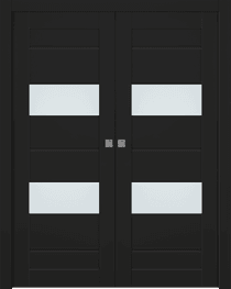 VITA VETRO BLACK MATTE DOUBLE POCKET BELLDINNI MODERN INTERIOR DOOR - 1