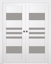 LETI VETRO SNOW WHITE DOUBLE POCKET BELLDINNI MODERN INTERIOR DOOR - 1