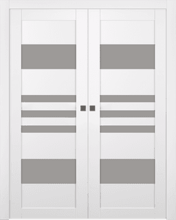 LETI VETRO SNOW WHITE DOUBLE POCKET BELLDINNI MODERN INTERIOR DOOR - 1