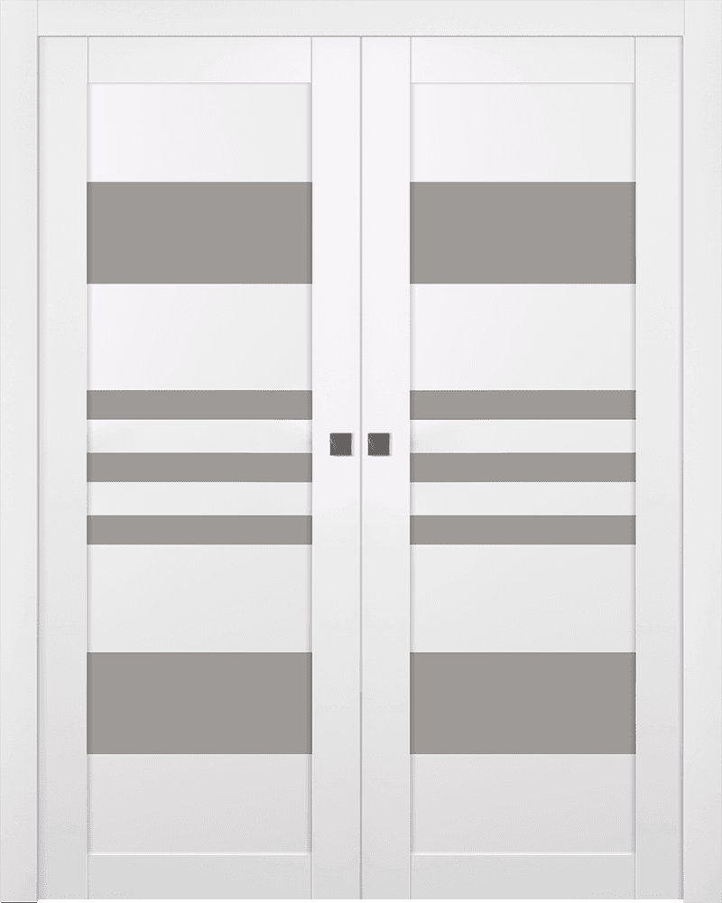 LETI VETRO SNOW WHITE DOUBLE POCKET BELLDINNI MODERN INTERIOR DOOR - 1