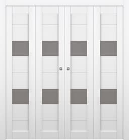 BERTA VETRO BIANCO NOBLE DOUBLE BI-FOLD BELLDINNI MODERN INTERIOR DOOR - 1