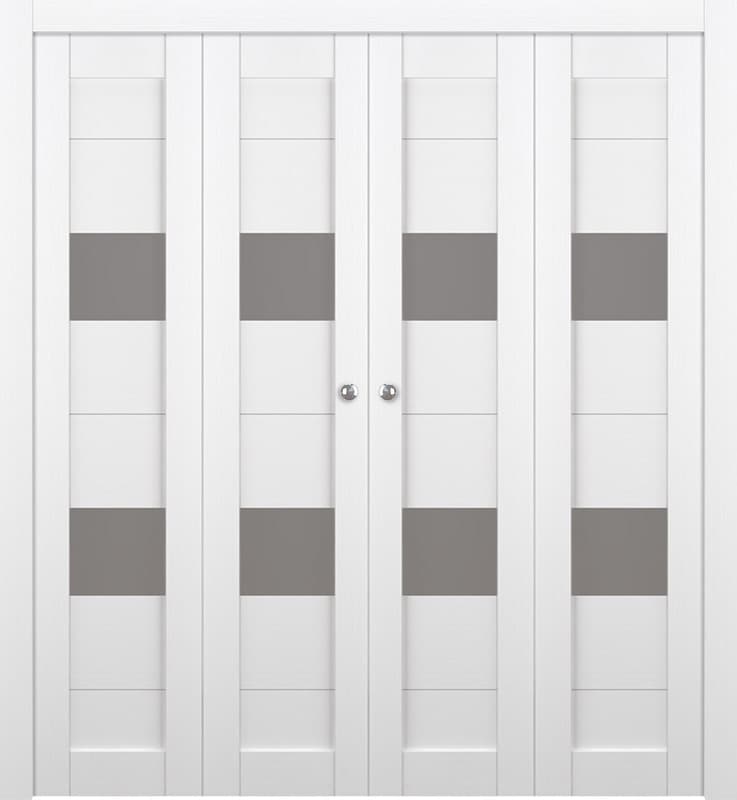 BERTA VETRO BIANCO NOBLE DOUBLE BI-FOLD BELLDINNI MODERN INTERIOR DOOR - 1