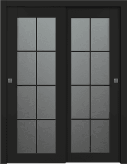 AVON 8 LITE VETRO BLACK MATTE BYPASS BELLDINNI MODERN INTERIOR DOOR - 1