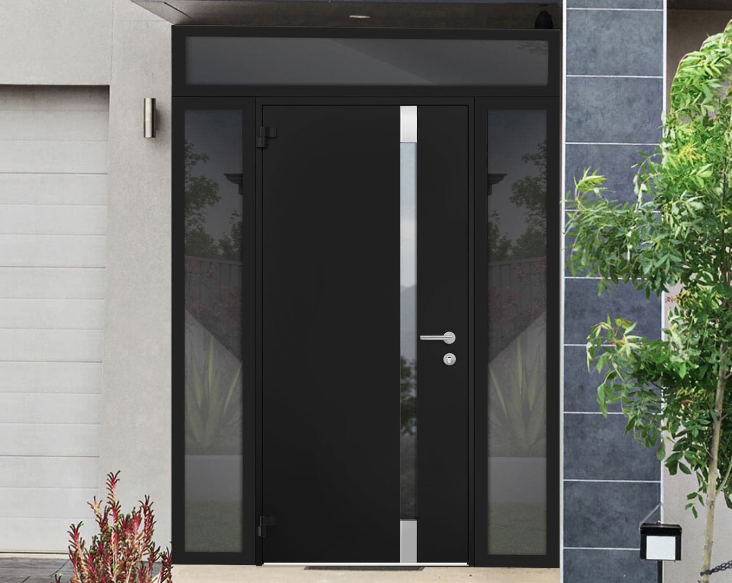 Single metal-aluminum modern exterior door Cynex 6777 A - 10