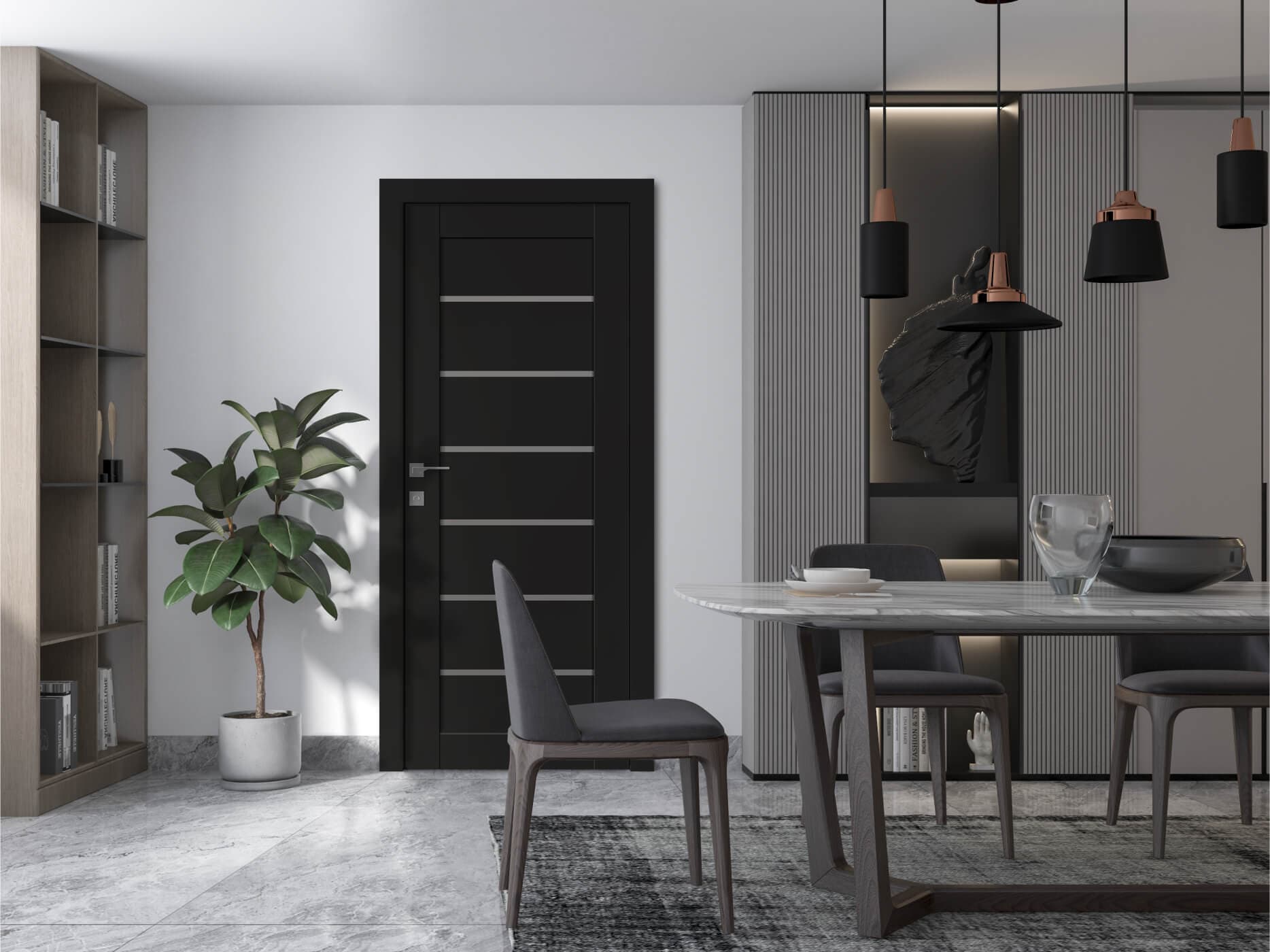 ALBA BLACK MATTE SWING BELLDINNI MODERN INTERIOR DOOR - 3