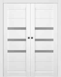 DORA VETRO BIANCO NOBLE DOUBLE POCKET BELLDINNI MODERN INTERIOR DOOR - 1