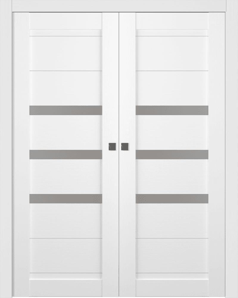 DORA VETRO BIANCO NOBLE DOUBLE POCKET BELLDINNI MODERN INTERIOR DOOR - 1