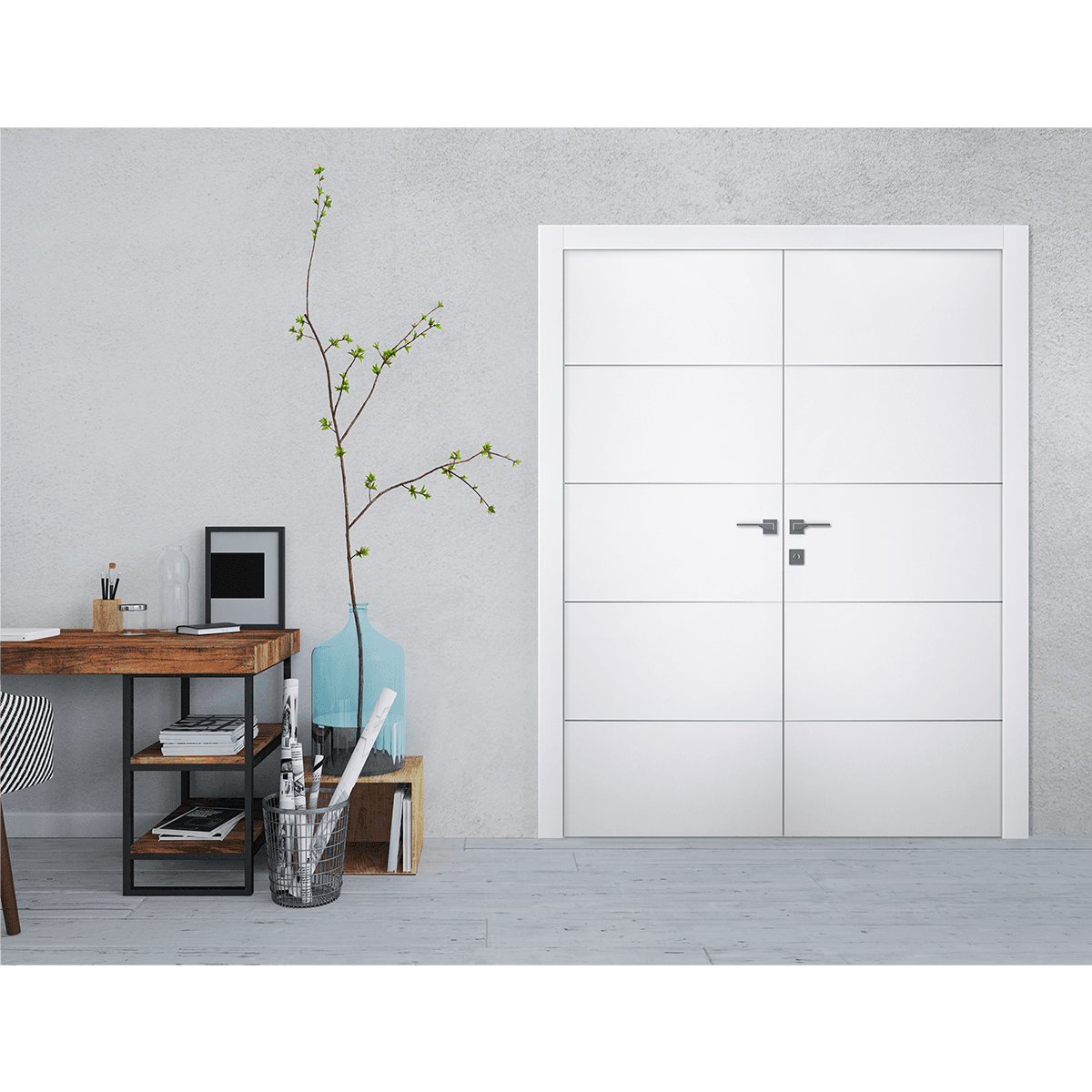 SMART PRO 4H POLAR WHITE DOUBLE POCKET BELLDINNI MODERN INTERIOR DOOR - 2