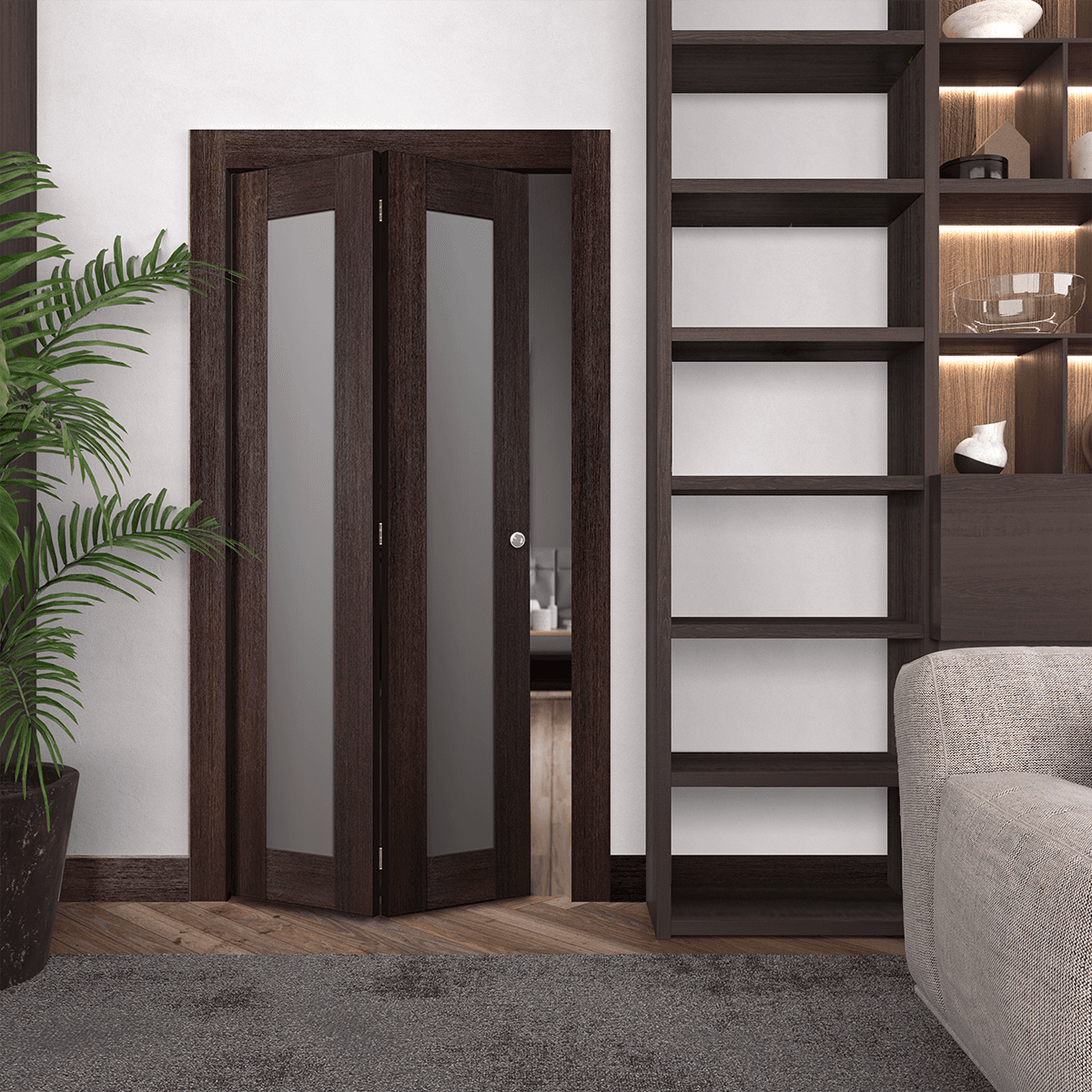 AVON 207 VETRO VERALINGA OAK BI-FOLD BELLDINNI MODERN INTERIOR DOOR - 2