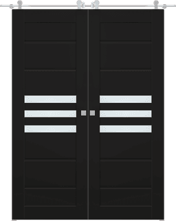 DOME VETRO BLACK MATTE DOUBLE BARN BELLDINNI MODERN INTERIOR DOOR - 1