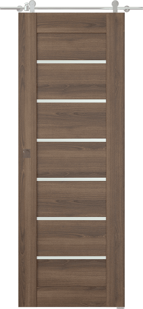 AVON 07-02 VETRO PECAN NUTWOOD DOUBLE BARN DOORS BELLDINNI MODERN INTERIOR DOOR - 1