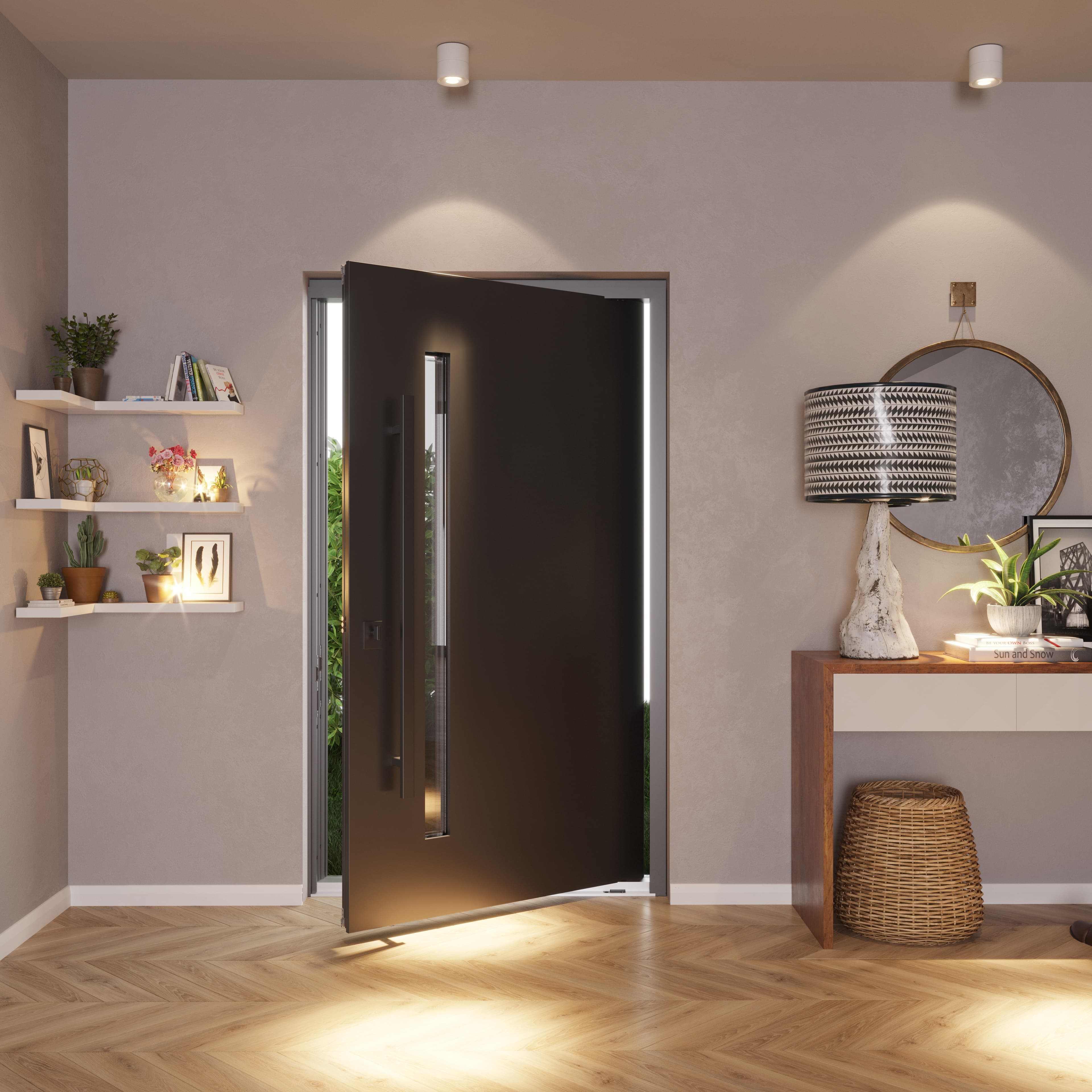 Single pivot metal-aluminum modern exterior door Axis 1133 - 5