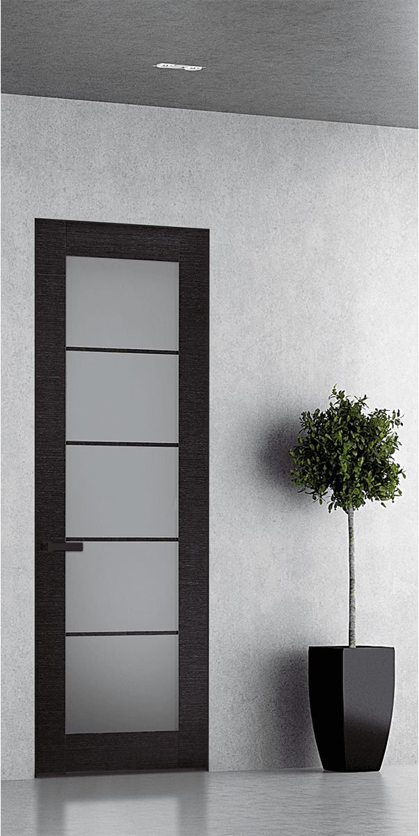 AVANTI 5 LITE VETRO BLACK APRICOT DOUBLE INVISIBLE METAL FRAME BELLDINNI MODERN INTERIOR DOOR - 1