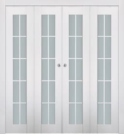 SMART PRO 10 LITE VETRO POLAR WHITE DOUBLE BI-FOLD BELLDINNI MODERN INTERIOR DOOR - 1