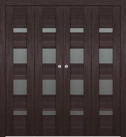 AVON 07-01 VETRO VERALINGA OAK DOUBLE BI-FOLD BELLDINNI MODERN INTERIOR DOOR - 1