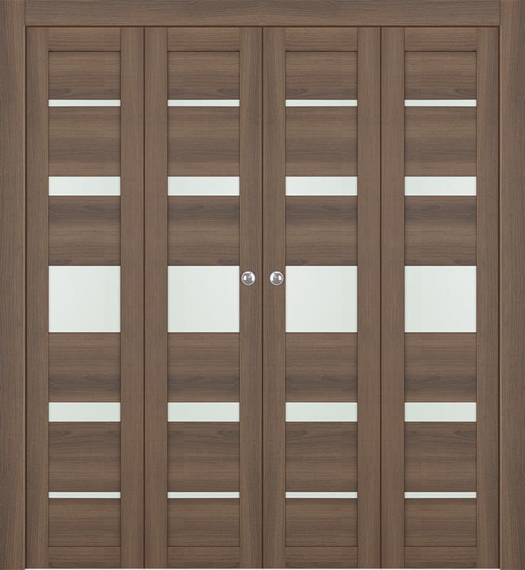 AVON 07-03 VETRO PECAN NUTWOOD DOUBLE BI-FOLD DOORS BELLDINNI MODERN INTERIOR DOOR - 1