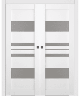 ROMI VETRO BIANCO NOBLE DOUBLE POCKET BELLDINNI MODERN INTERIOR DOOR - 1