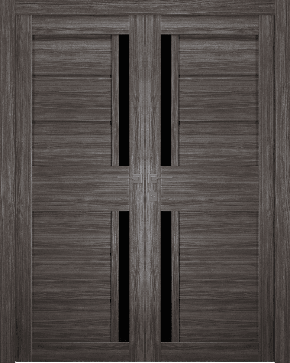 Esta Black Vetro Gray Oak Double Doors Belldinni Modern Interior Door