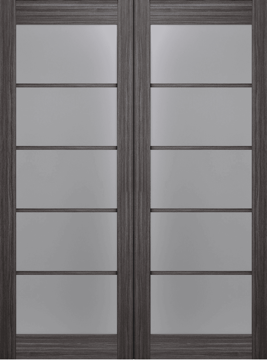 PALLADIO 5 LITE VETRO GRAY OAK BYPASS BELLDINNI MODERN INTERIOR DOOR - 2