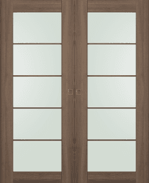 AVON 5 LITE VETRO PECAN NUTWOOD DOUBLE MAGIC DOORS BELLDINNI MODERN INTERIOR DOOR - 1