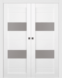 VITA VETRO BIANCO NOBLE DOUBLE POCKET BELLDINNI MODERN INTERIOR DOOR - 1