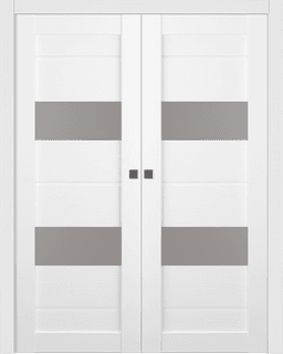 VITA VETRO BIANCO NOBLE DOUBLE POCKET BELLDINNI MODERN INTERIOR DOOR - 1