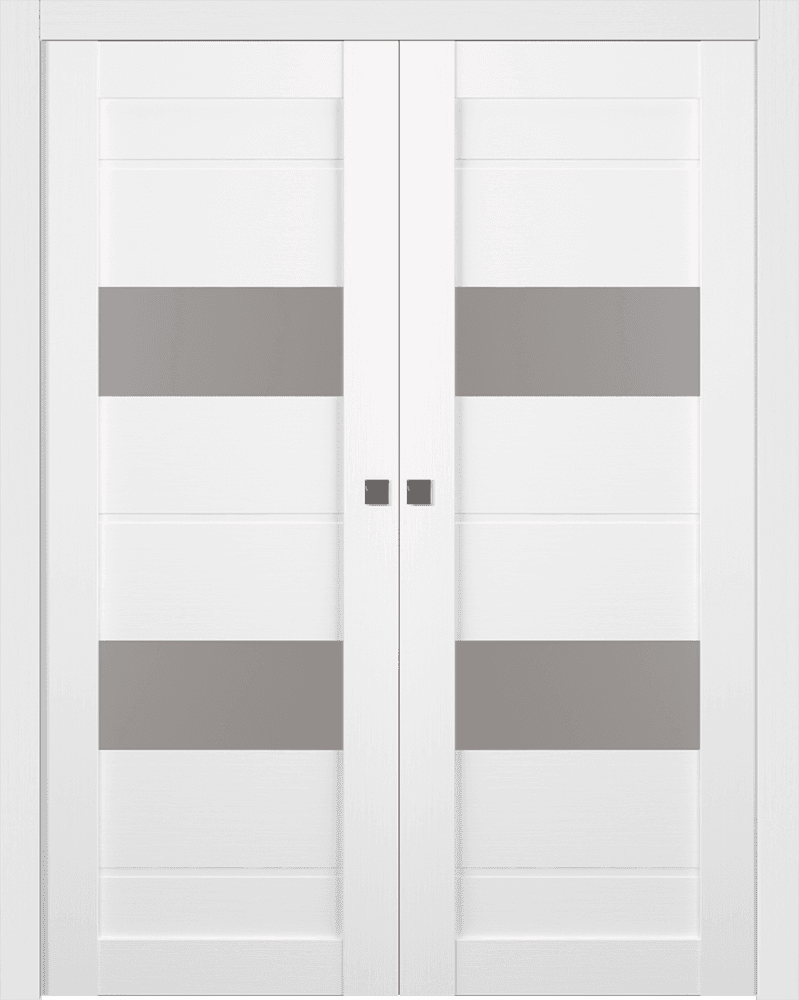 VITA VETRO BIANCO NOBLE DOUBLE POCKET BELLDINNI MODERN INTERIOR DOOR - 1