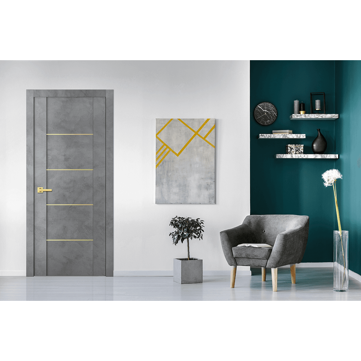AVON 01 4H GOLD DARK URBAN DOUBLE BELLDINNI MODERN INTERIOR DOOR - 2