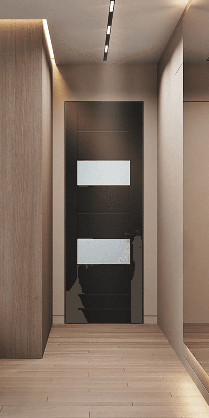 VITA VETRO BLACK MATTE INVISIBLE METAL FRAME BELLDINNI MODERN INTERIOR DOOR - 1
