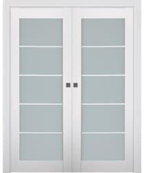 SMART PRO 5 LITE VETRO POLAR WHITE DOUBLE POCKET BELLDINNI MODERN INTERIOR DOOR - 1