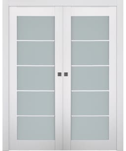 SMART PRO 5 LITE VETRO POLAR WHITE DOUBLE POCKET BELLDINNI MODERN INTERIOR DOOR - 1