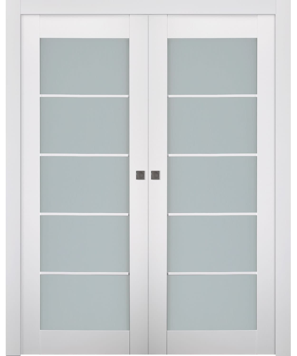 SMART PRO 5 LITE VETRO POLAR WHITE DOUBLE POCKET BELLDINNI MODERN INTERIOR DOOR - 1