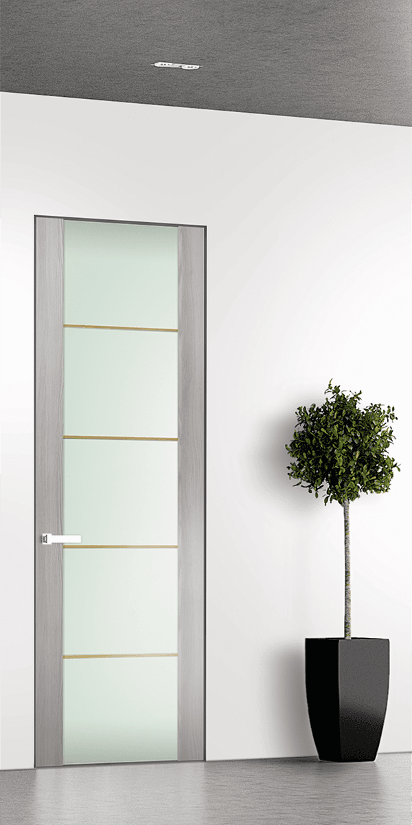 AVON 202 4H GOLD STRIPS VETRO RIBEIRA ASH INVISIBLE METAL FRAME BELLDINNI MODERN INTERIOR DOOR - 1