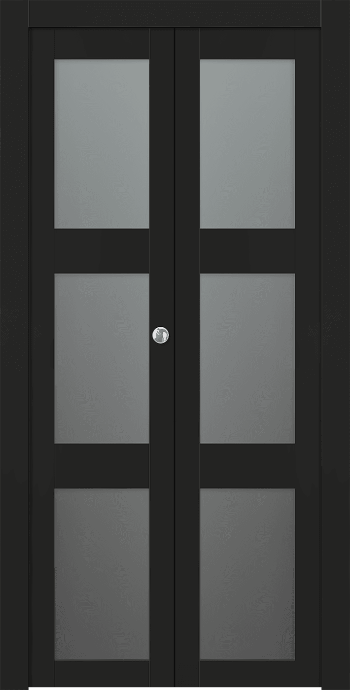 AVON 3 LITE VETRO BLACK MATTE DOUBLE BI-FOLD BELLDINNI MODERN INTERIOR DOOR - 1